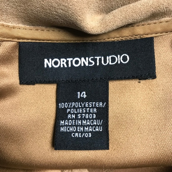 NortonStudio Faux Suede Brown Colorblock Skirt 14 - Picture 5 of 5
